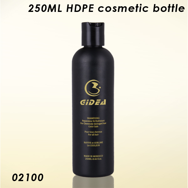 HDPE-Flasche mit 250 ml schwarzer Kunststoffscheibe