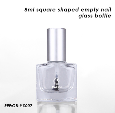 8ml leere quadratische Glasnagellackflasche mit silberner Kappe