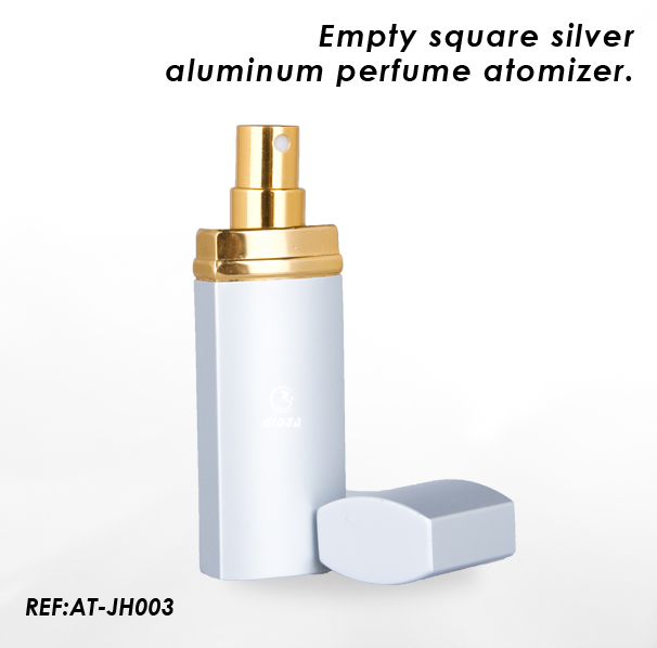 10ml Leere quadratische silberne Aluminiumduftstoff-Zerstäuberflasche
